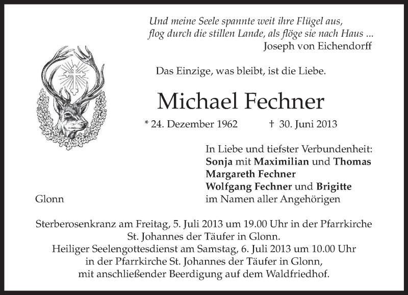  Traueranzeige für Michael Fechner vom 03.07.2013 aus merkurtz