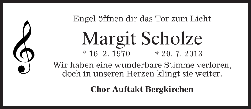  Traueranzeige für Margit Scholze vom 23.07.2013 aus merkurtz
