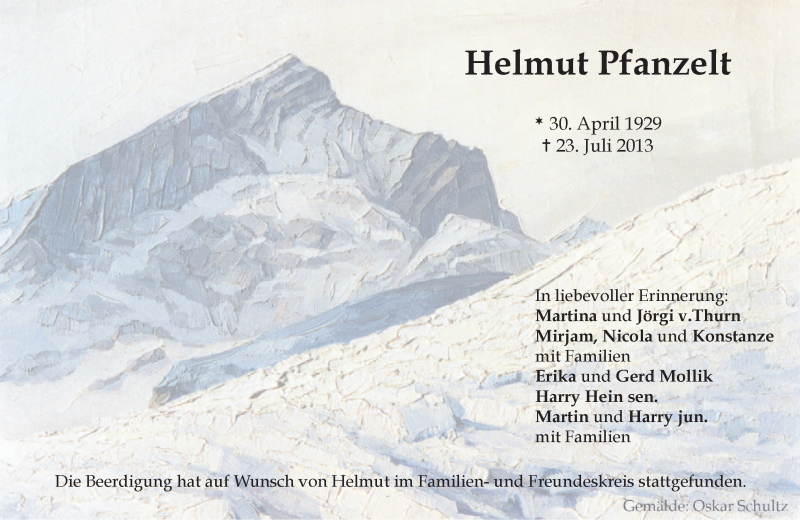  Traueranzeige für Helmut Pfanzelt vom 31.07.2013 aus merkurtz