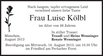 Traueranzeige von Luise Kölbl von merkurtz