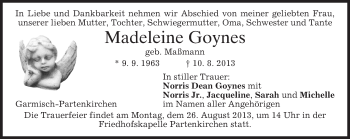 Traueranzeige von Madeleine Goynes von merkurtz