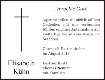 Traueranzeige von Elisabeth Kühn von merkurtz