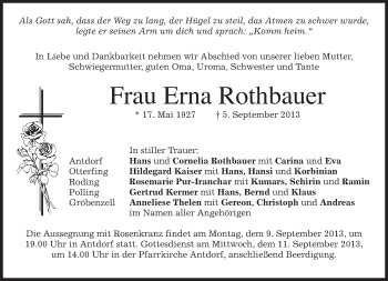 Traueranzeige von Erna Rothbauer von merkurtz