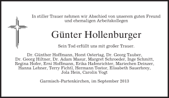 Traueranzeige von Günter Hollenburger von merkurtz