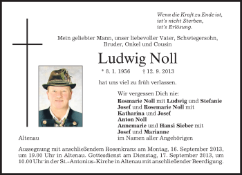 Traueranzeige von Ludwig Noll von merkurtz