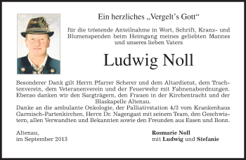 Traueranzeige von Ludwig Noll von merkurtz