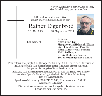 Traueranzeigen von Rainer Eigenbrod | trauer.merkur.de