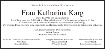 Traueranzeige von Katharina Karg von merkurtz