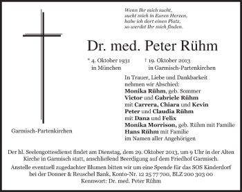 Traueranzeige von Peter Rühm von merkurtz