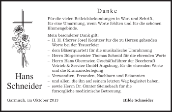 Traueranzeige von Hans Schneider von merkurtz