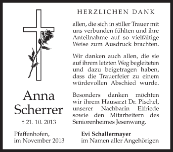 Traueranzeige von Anna Scherrer von merkurtz