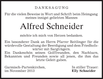 Traueranzeige von Alfred Schneider von merkurtz