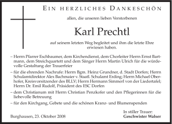 Traueranzeige von Karl Prechtl von MERKUR & TZ