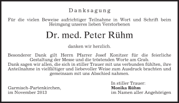 Traueranzeige von Peter Rühm von merkurtz