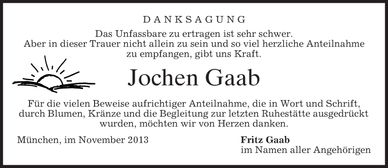  Traueranzeige für Jochen Gaab vom 16.11.2013 aus merkurtz