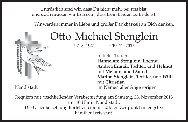  Traueranzeige für Otto-Michael Stenglein vom 21.11.2013 aus merkurtz