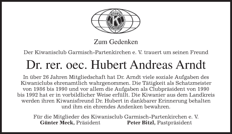  Traueranzeige für Hubert Andreas Arndt vom 30.11.2013 aus merkurtz