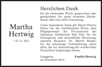 Traueranzeige von Martha Hertwig von merkurtz