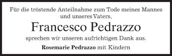 Traueranzeige von Francesco Pedrazzo von merkurtz