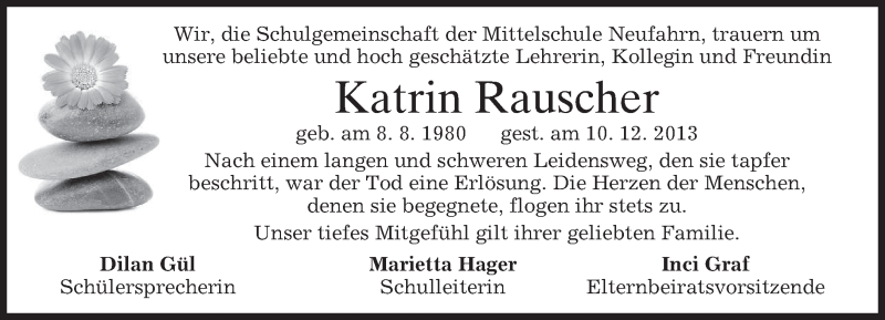  Traueranzeige für Katrin Rauscher vom 12.12.2013 aus merkurtz