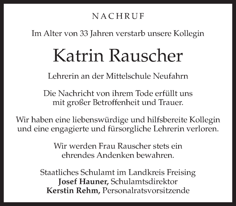  Traueranzeige für Katrin Rauscher vom 13.12.2013 aus merkurtz