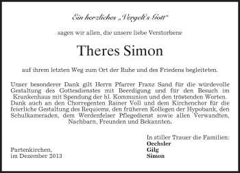 Traueranzeige von Theres Simon von merkurtz
