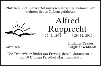 Traueranzeige von Alfred Rupprecht von merkurtz