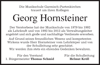 Traueranzeige von Georg Hornsteiner von merkurtz