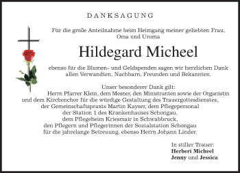 Traueranzeige von Hildegard Micheel von merkurtz