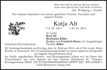Traueranzeige von Katja Alt von merkurtz