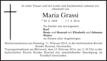 Traueranzeige von Maria Grassi von merkurtz