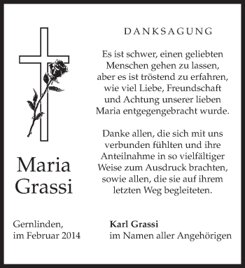 Traueranzeige von Maria Grassi von merkurtz