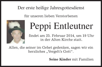 Traueranzeige von Peppi Entleutner von merkurtz