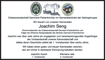 Traueranzeige von Joachim Seng von merkurtz