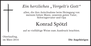 Traueranzeige von Konrad Spötzl  von merkurtz
