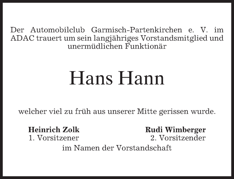  Traueranzeige für Hans Hann vom 29.03.2014 aus merkurtz