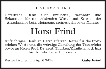 Traueranzeige von Horst Frind von merkurtz