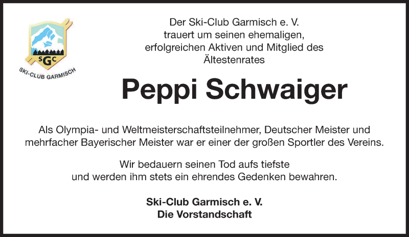  Traueranzeige für Peppi Schwaiger vom 23.04.2014 aus merkurtz