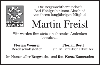 Traueranzeige von Martin Freisl von merkurtz