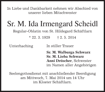 Traueranzeige von Ida Irmengard Scheidl von merkurtz