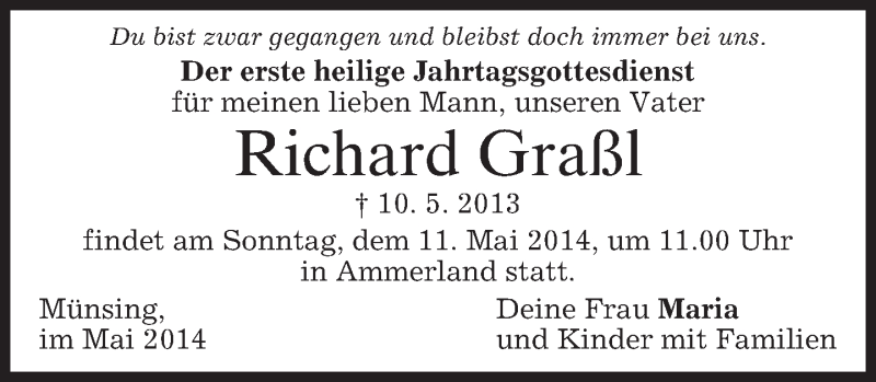 Traueranzeigen von Richard Graßl | trauer.merkur.de