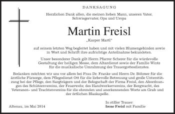 Traueranzeige von Martin Freisl von merkurtz