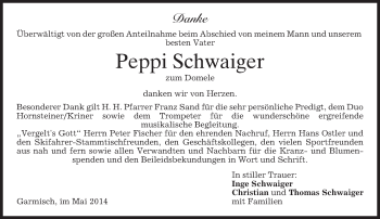 Traueranzeige von Peppi Schwaiger von merkurtz