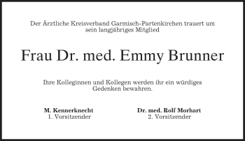 Traueranzeige von Emmy Brunner von merkurtz