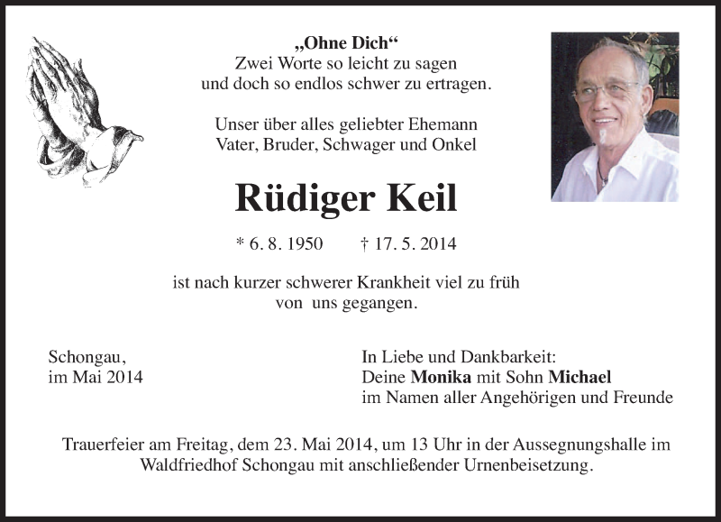  Traueranzeige für Rüdiger Keil vom 21.05.2014 aus merkurtz