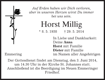 Traueranzeige von Horst Millig von merkurtz
