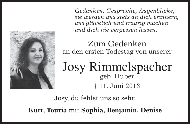  Traueranzeige für Josy Rimmelspacher vom 11.06.2014 aus merkurtz
