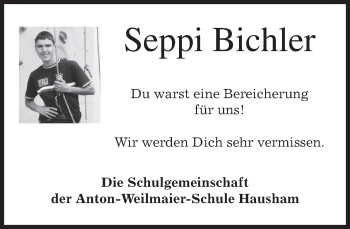 Traueranzeige von Seppi Bichler von merkurtz