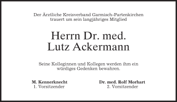Traueranzeige von Lutz Ackermann von merkurtz