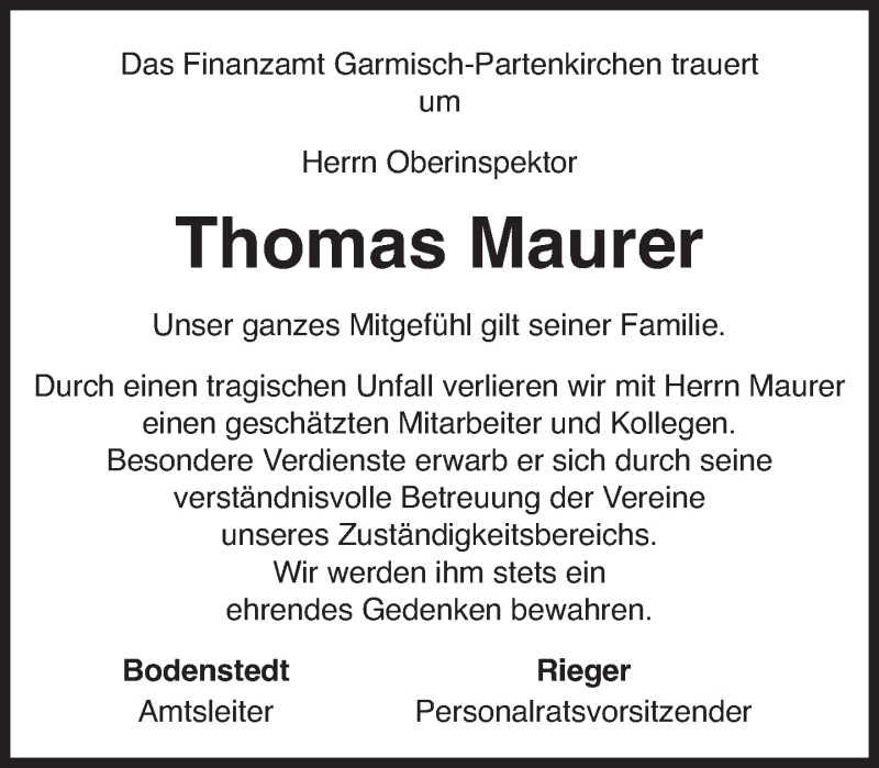  Traueranzeige für Thomas Maurer vom 11.07.2014 aus merkurtz